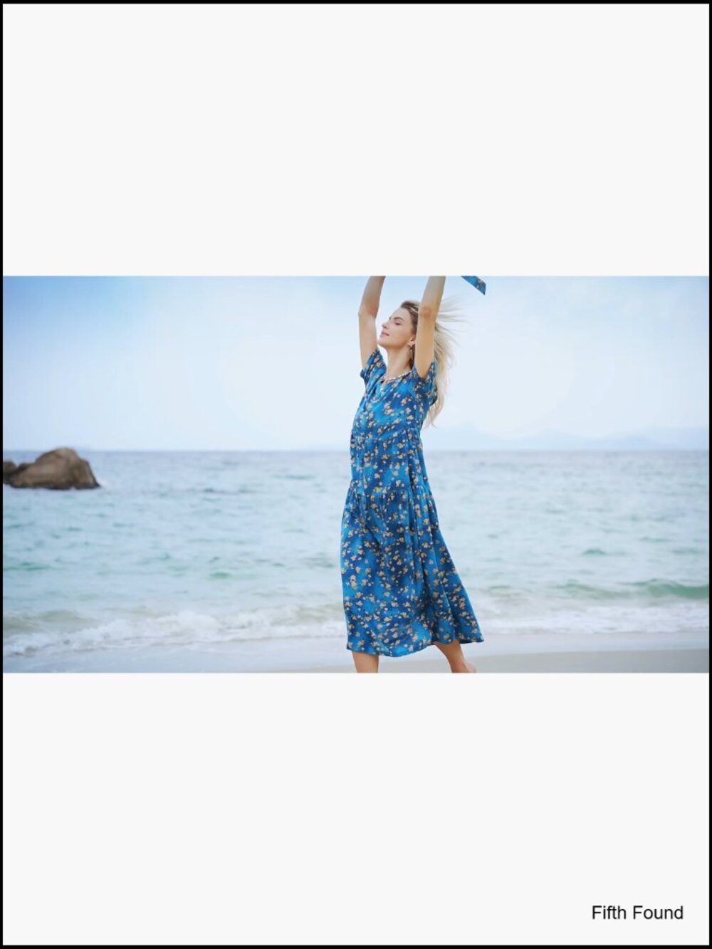Women's Bohemian Floral Maxi Dress with Pockets Swing Beach Dress - Picture 6 of 7